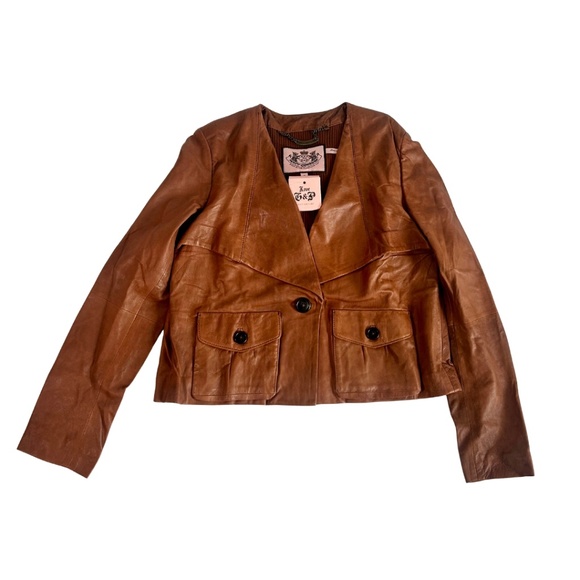 Juicy Couture Soft Brown Leather Jacket, Size: Petite - Picture 11 of 15